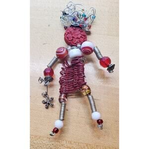 Vintage Figural Stick Pin Artisan Beads Wild Hair Moonbabies Person Girl Boy